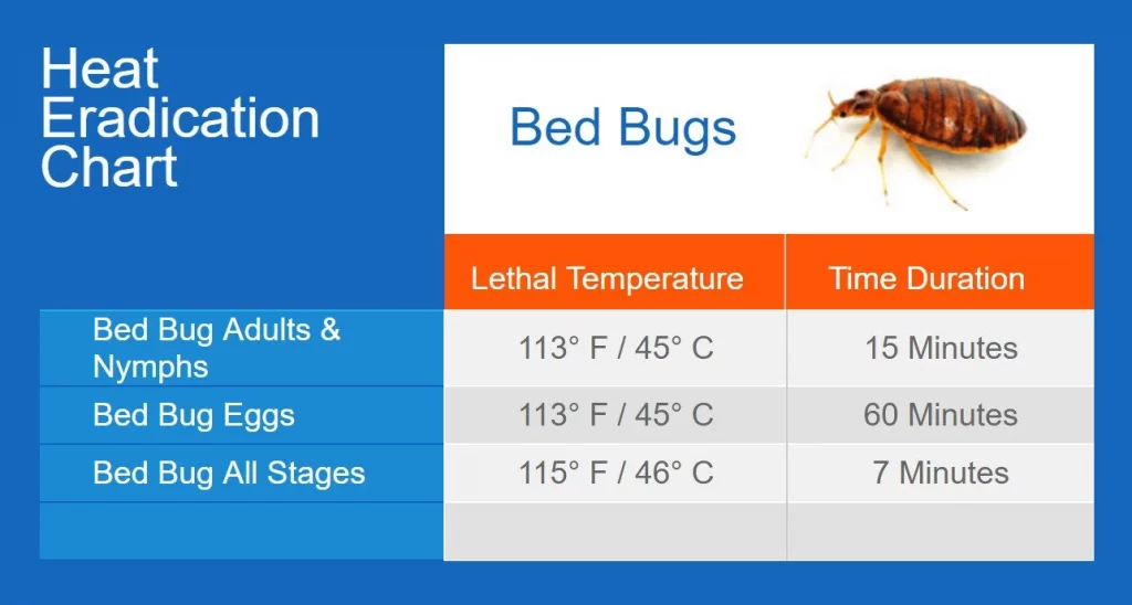 Suitable temperature for killing Bed bugs